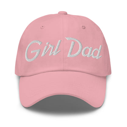 Girl Dad Vintage Sports Script Embroidered Dad Hat Pink