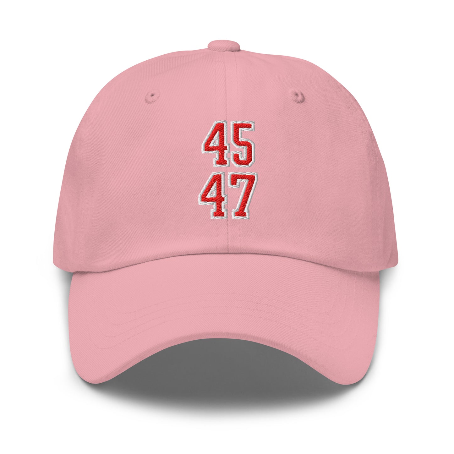 Donald Trump 45-47 Embroidered Dad Hat Red/White Pink