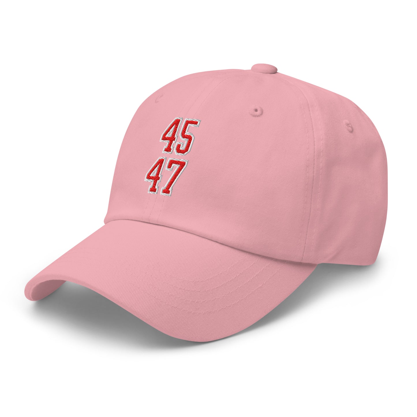 Donald Trump 45-47 Embroidered Dad Hat Red/White Pink