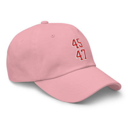 Donald Trump 45-47 Embroidered Dad Hat Red/White Pink