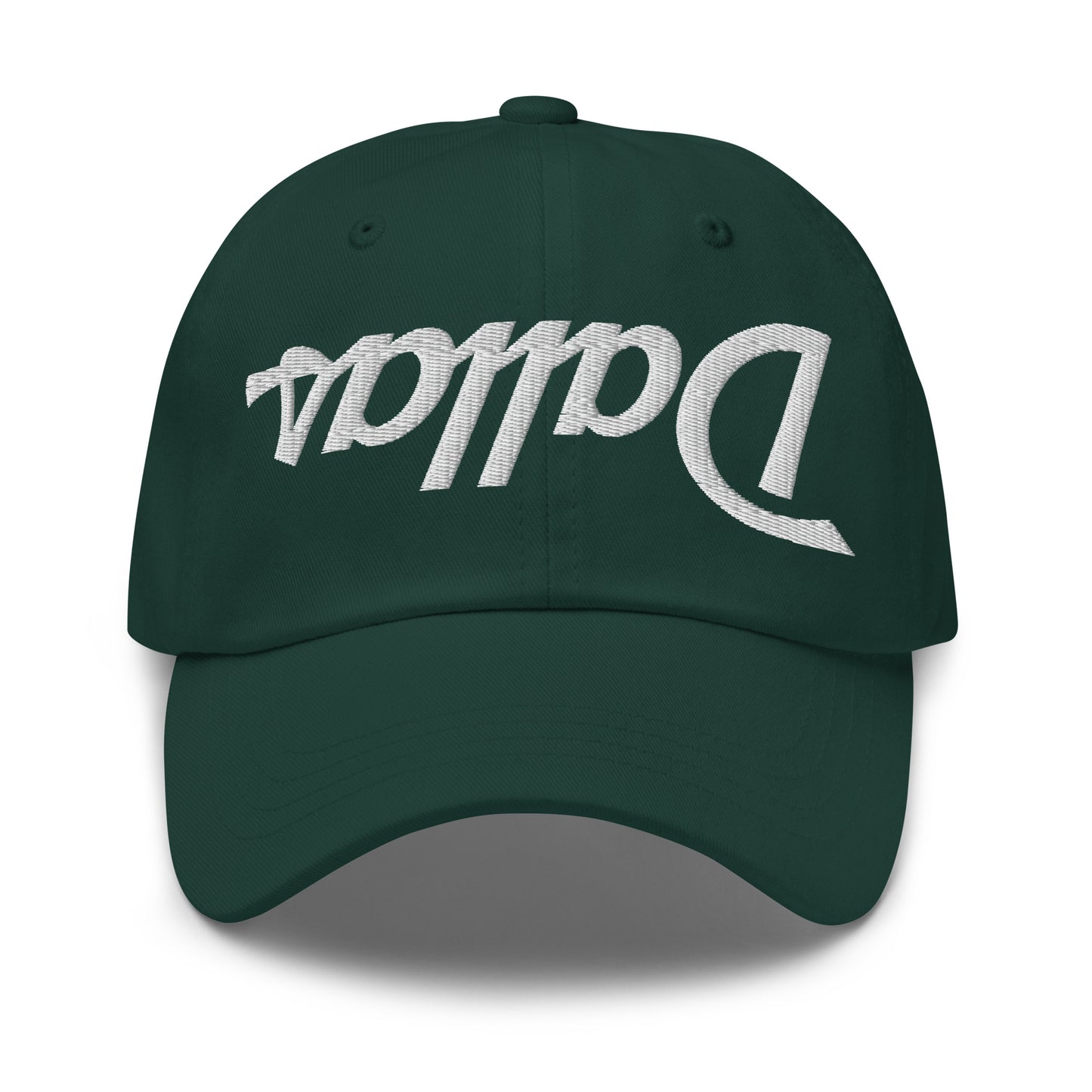 Upside Down Dallas Vintage Sports Script Embroidered Dad Hat Spruce