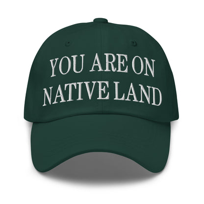 You Are On Native Land Embroidered Dad Hat Spruce