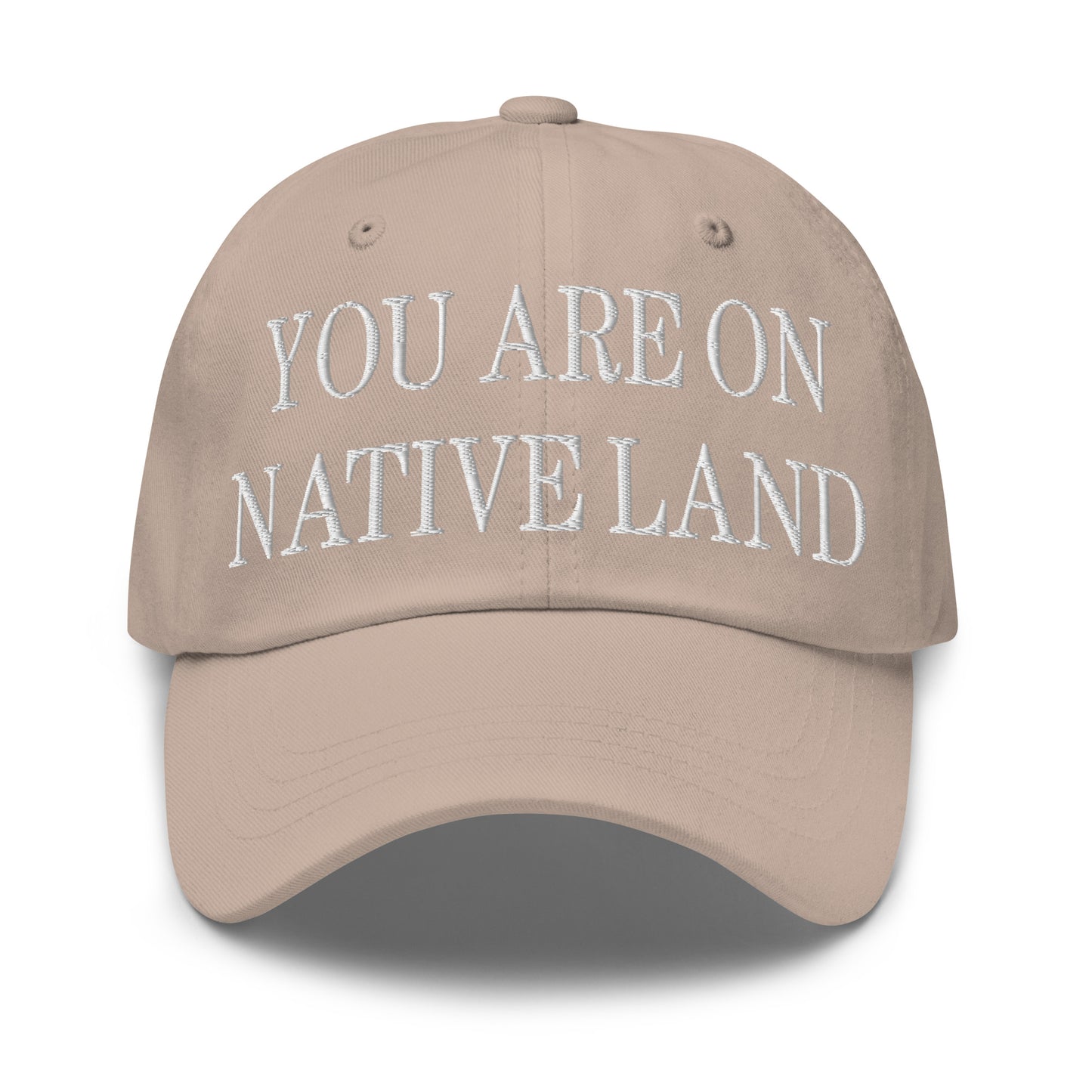 You Are On Native Land Embroidered Dad Hat Stone