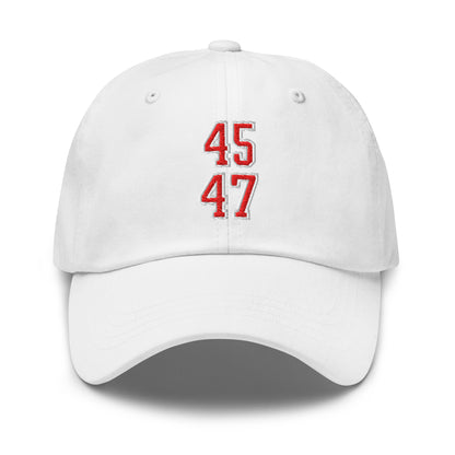 Donald Trump 45-47 Embroidered Dad Hat Red/White White