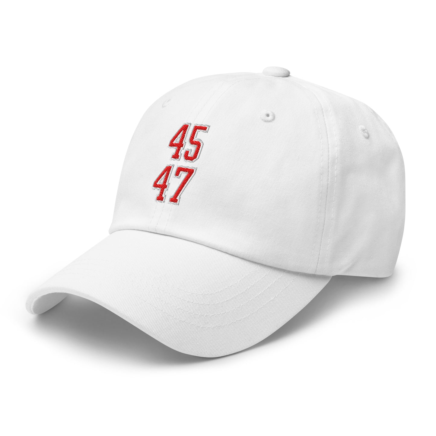 Donald Trump 45-47 Embroidered Dad Hat Red/White White