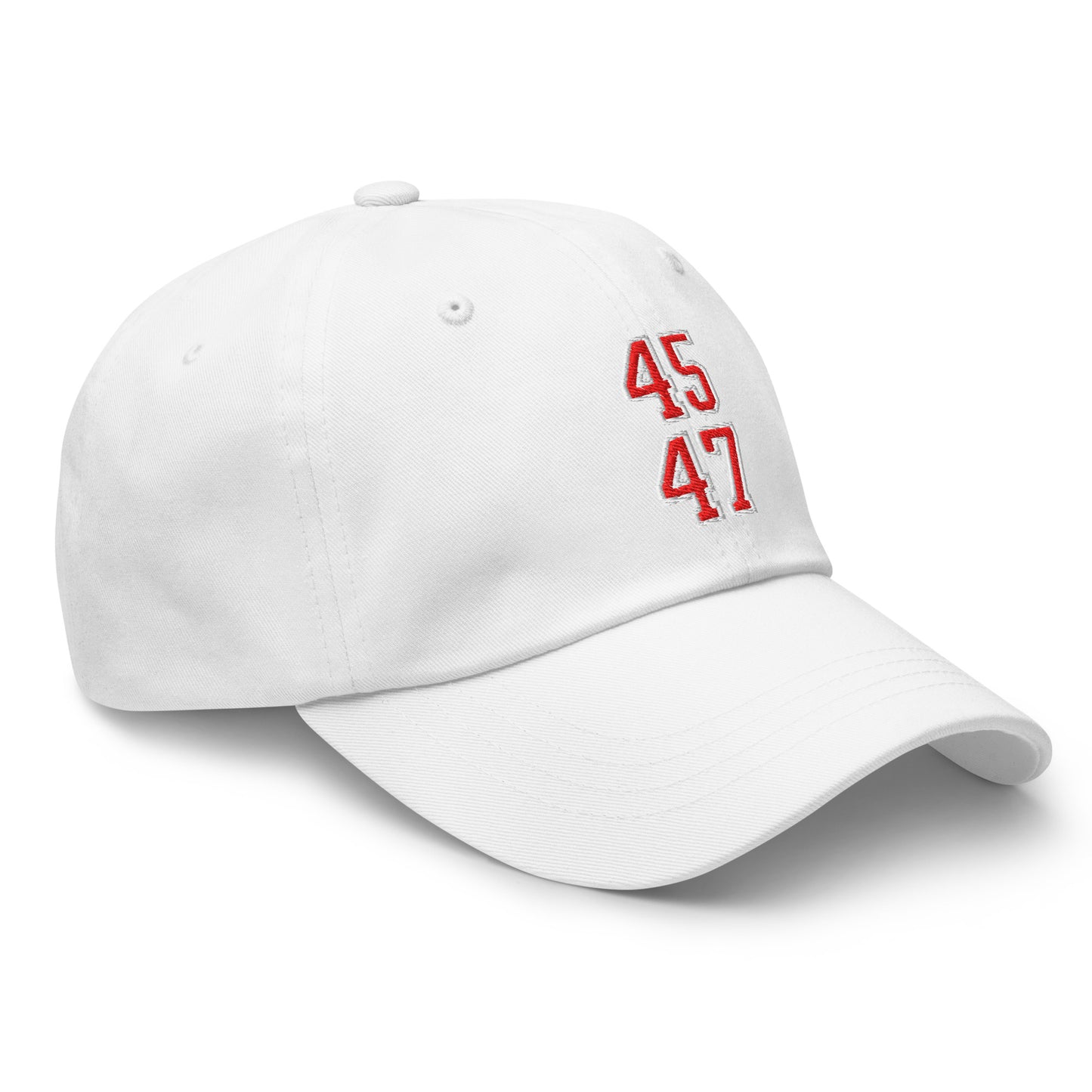 Donald Trump 45-47 Embroidered Dad Hat Red/White White