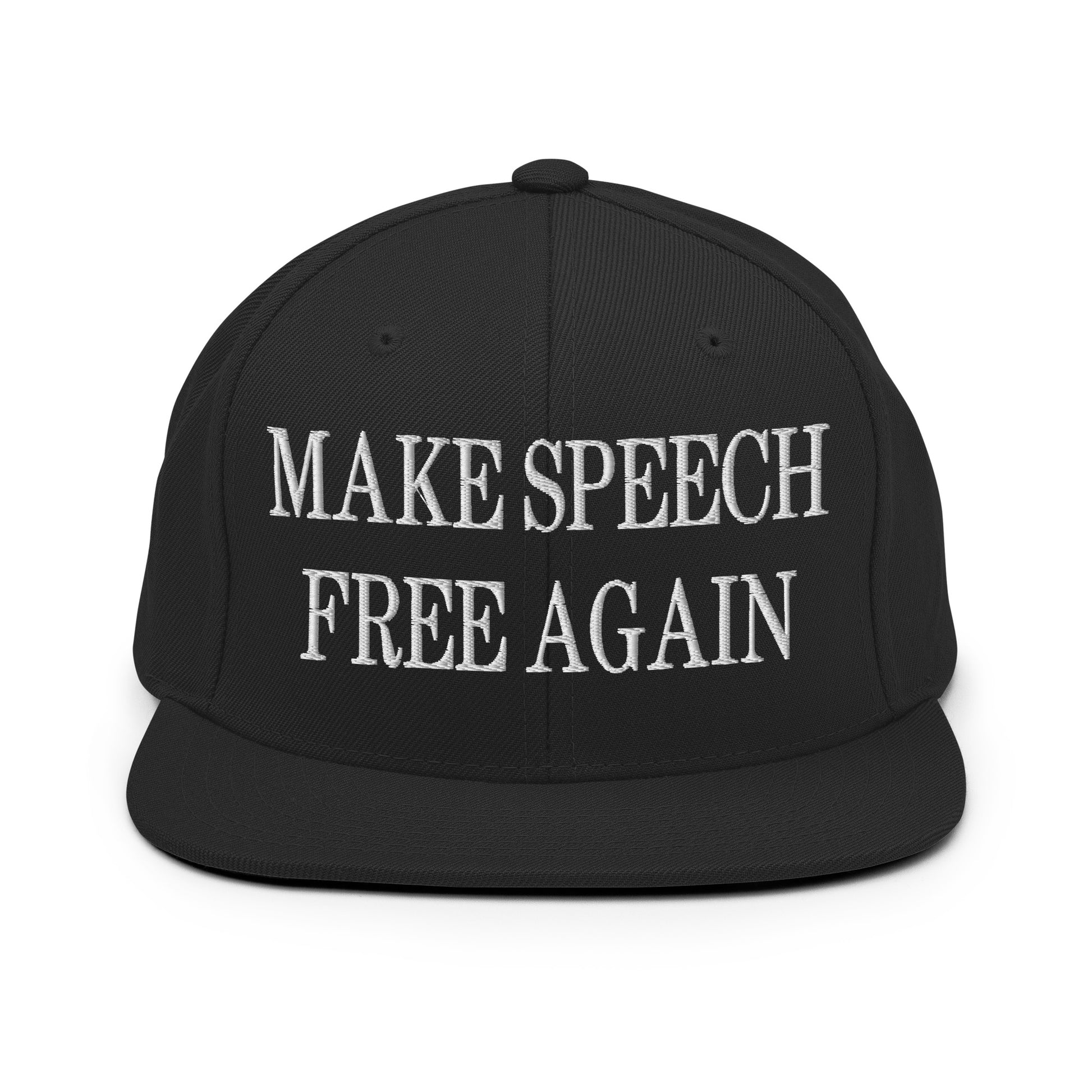 Make Speech Free Again Embroidered Flat Bill Brim Snapback Hat Black