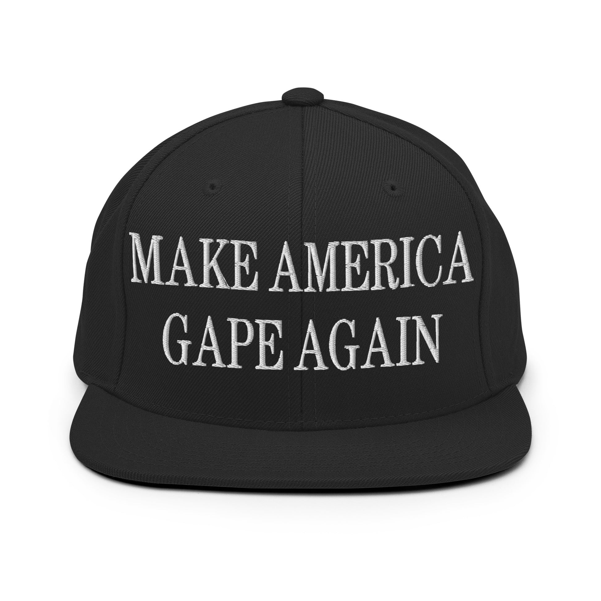 Make America Gape Again Embroidered Flat Bill Brim Snapback Hat Black