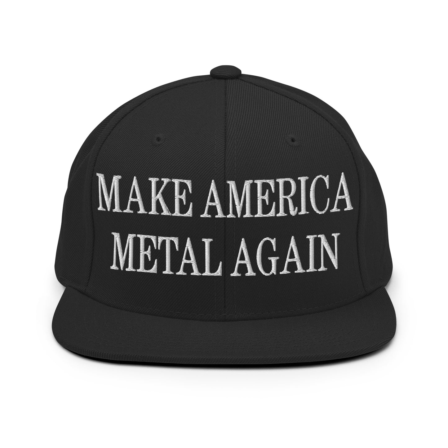 Make America Metal Again Embroidered Flat Bill Brim Snapback Hat Black