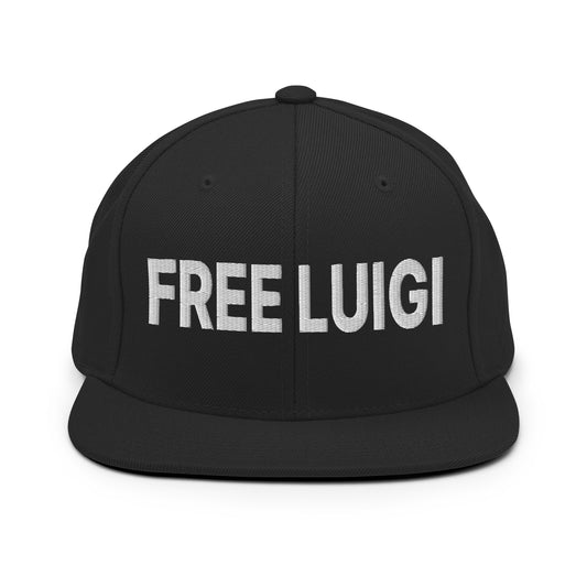 Free Luigi Mangione Embroidered Flat Bill Brim Snapback Hat Black