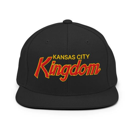 Kansas City Kingdom Embroidered Flat Bill Brim Snapback Hat Black