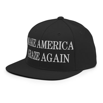 Make America Graze Again Embroidered Flat Bill Brim Snapback Hat Black