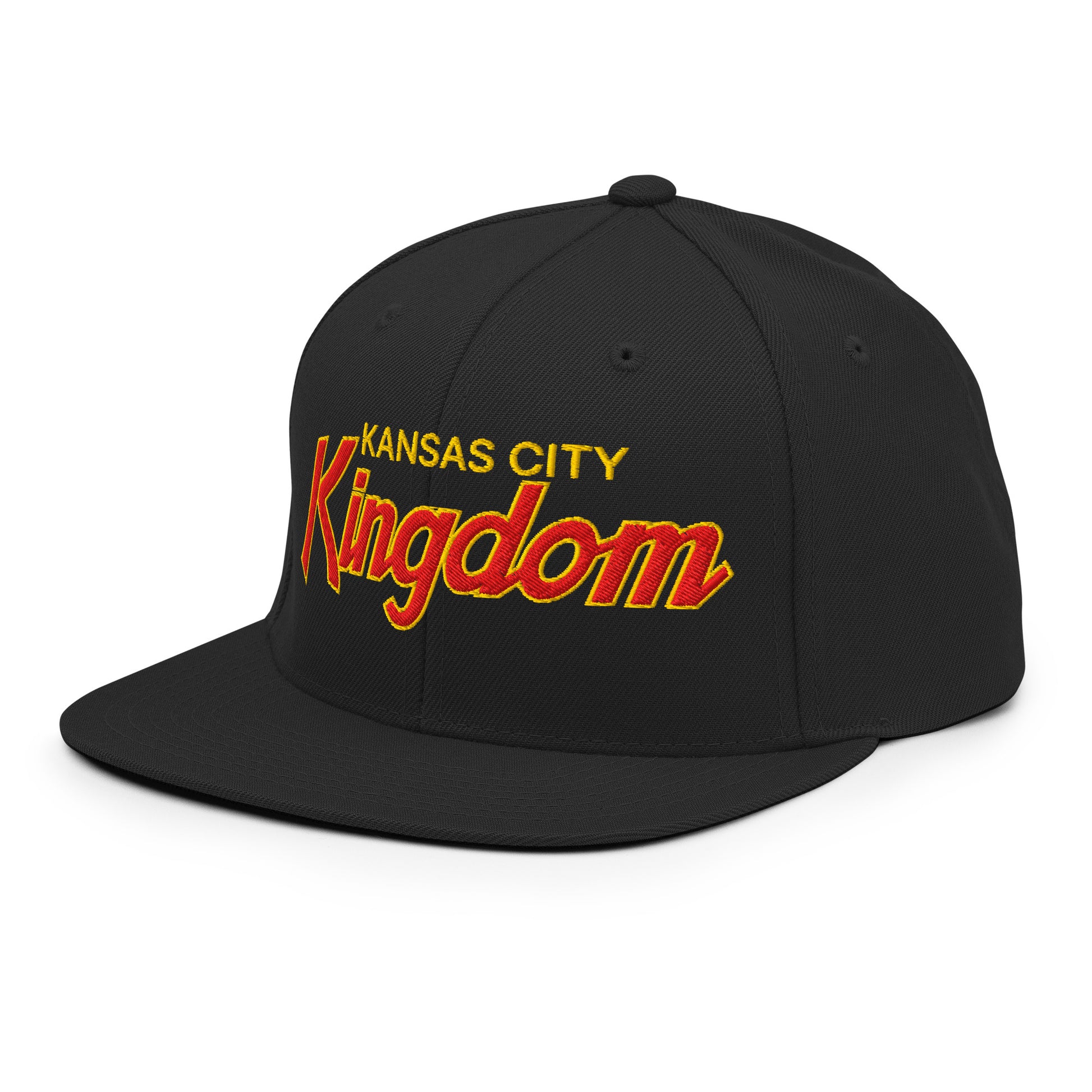 Kansas City Kingdom Embroidered Flat Bill Brim Snapback Hat Black