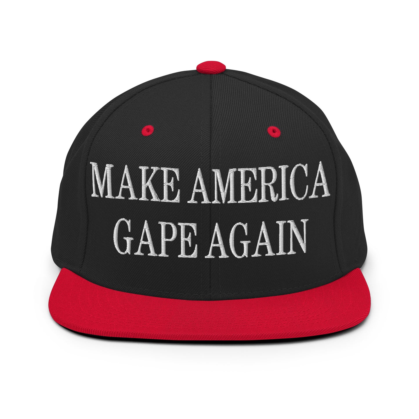 Make America Gape Again Embroidered Flat Bill Brim Snapback Hat Black Red