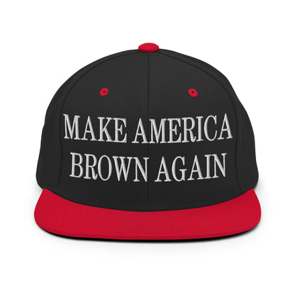 Make America Brown Again Embroidered Flat Bill Brim Snapback Hat Black Red