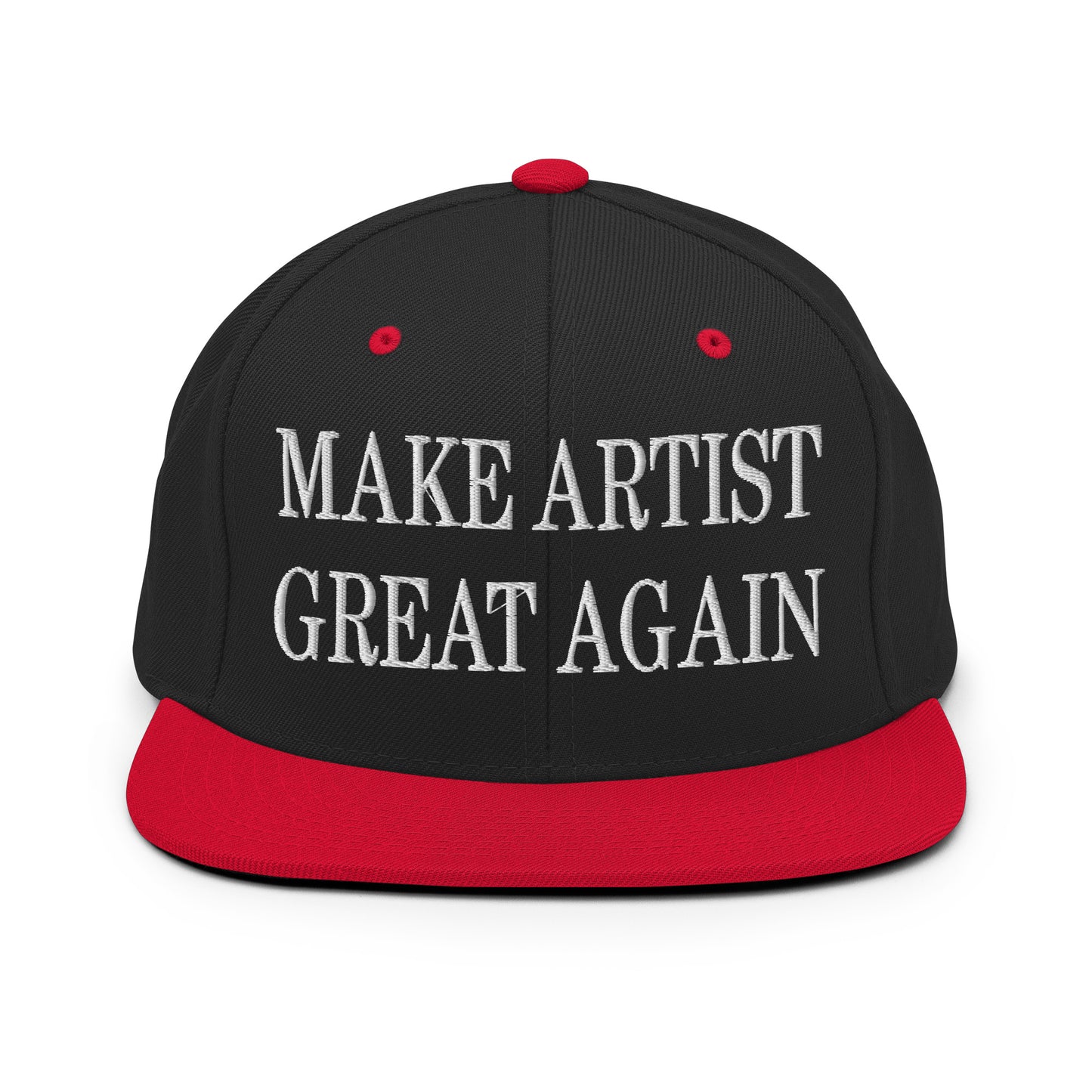 Make Artist Great Again Embroidered Flat Bill Brim Snapback Hat Black Red