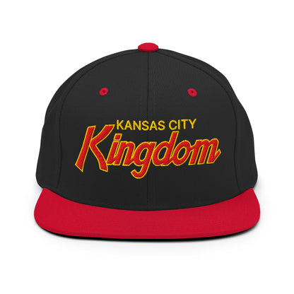 Kansas City Kingdom Embroidered Flat Bill Brim Snapback Hat Black Red