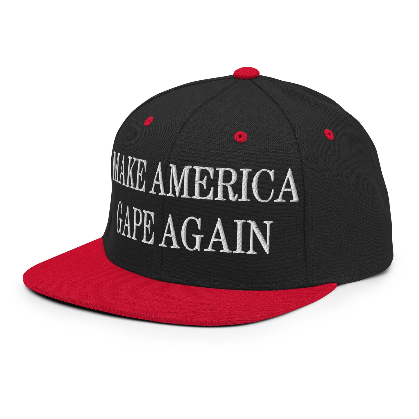 Make America Gape Again Embroidered Flat Bill Brim Snapback Hat Black Red