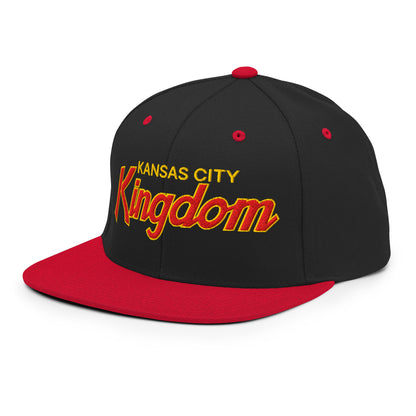 Kansas City Kingdom Embroidered Flat Bill Brim Snapback Hat Black Red