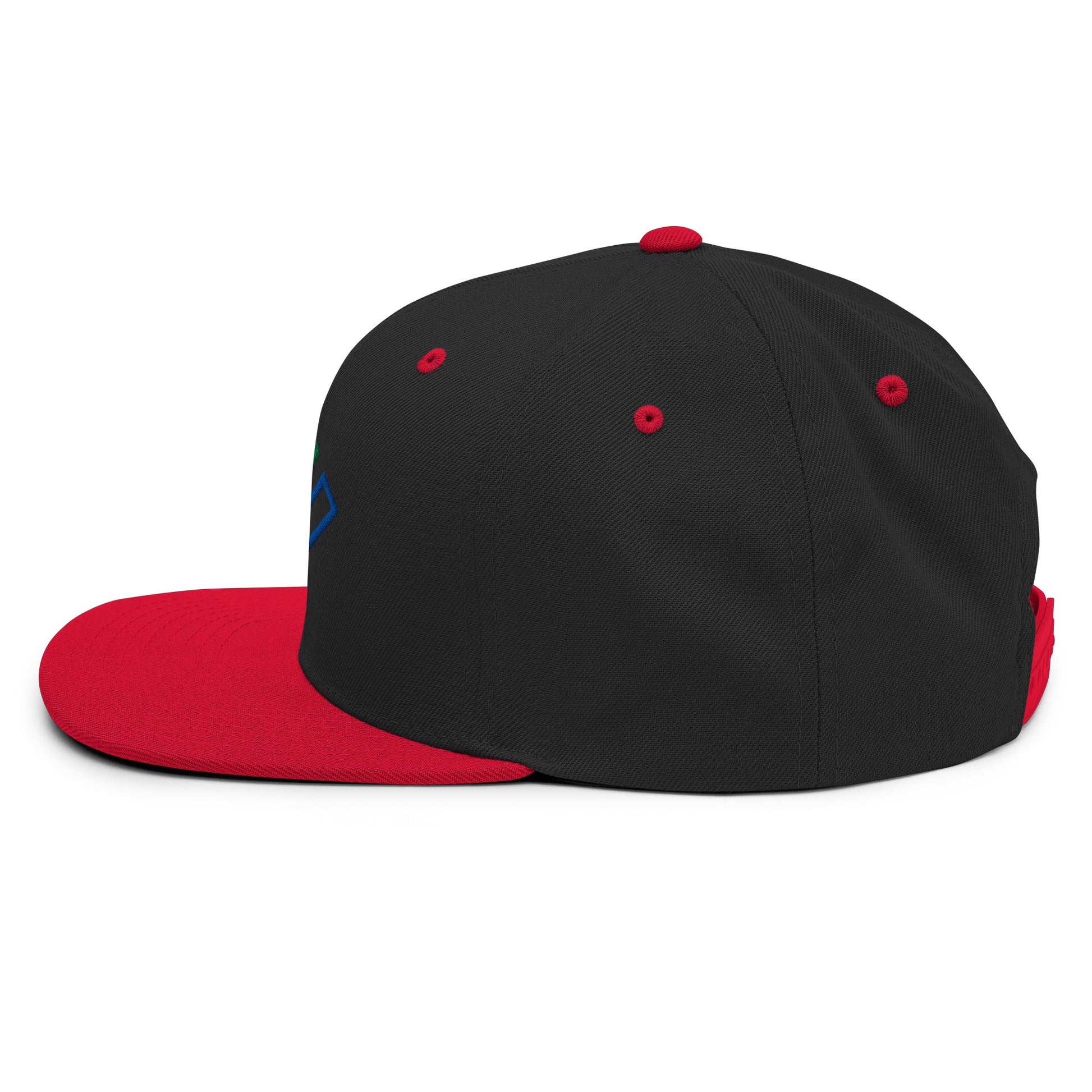 Enron Embroidered Flat Bill Brim Snapback Hat Black Red