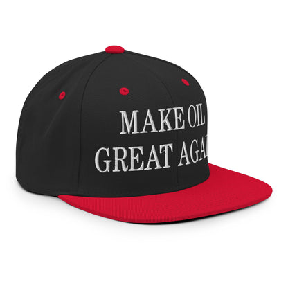 Make Oil Great Again Embroidered Flat Bill Brim Snapback Hat Black Red