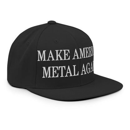 Make America Metal Again Embroidered Flat Bill Brim Snapback Hat Black