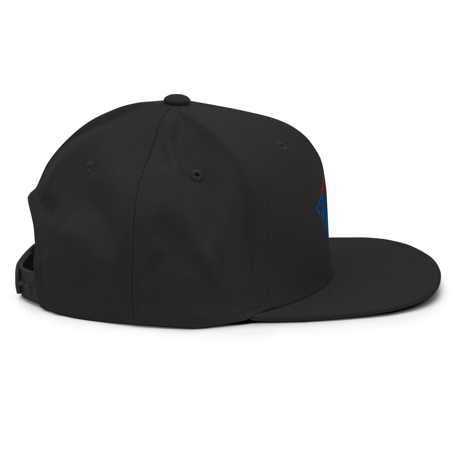 Enron Embroidered Flat Bill Brim Snapback Hat Black