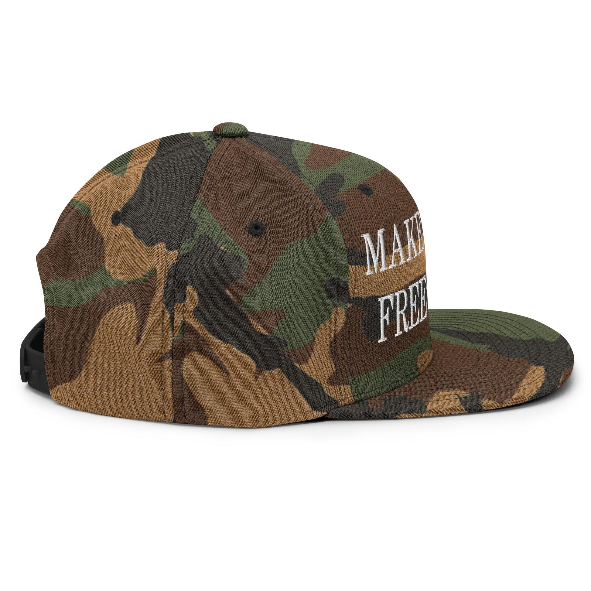 Make Speech Free Again Embroidered Flat Bill Brim Snapback Hat Green Camo