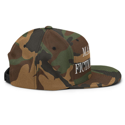 Make 1984 Fiction Again Embroidered Flat Bill Brim Snapback Hat Green Camo