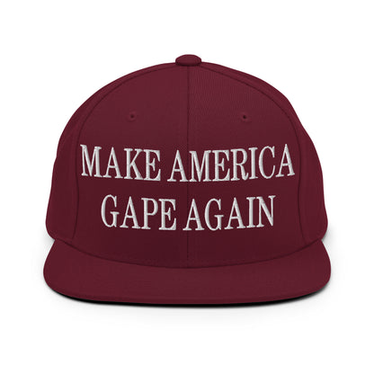 Make America Gape Again Embroidered Flat Bill Brim Snapback Hat Maroon