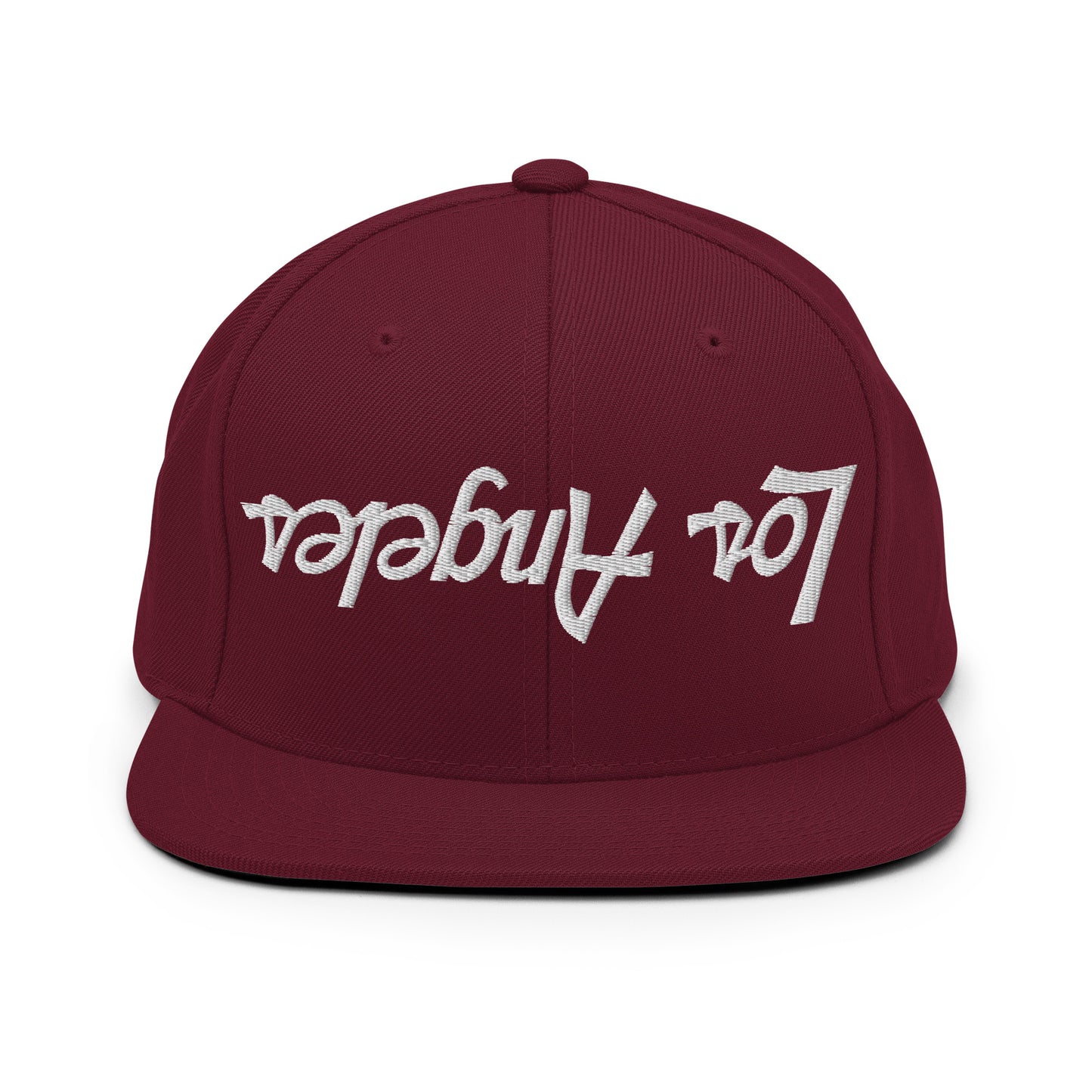 Upside Down Los Angeles LA Vintage Sports Script Flat Bill Brim Snapback Hat Maroon