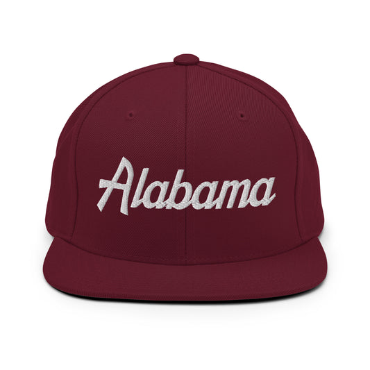 Alabama Vintage College Sports Script Flat Bill Brim Snapback Hat Default Title