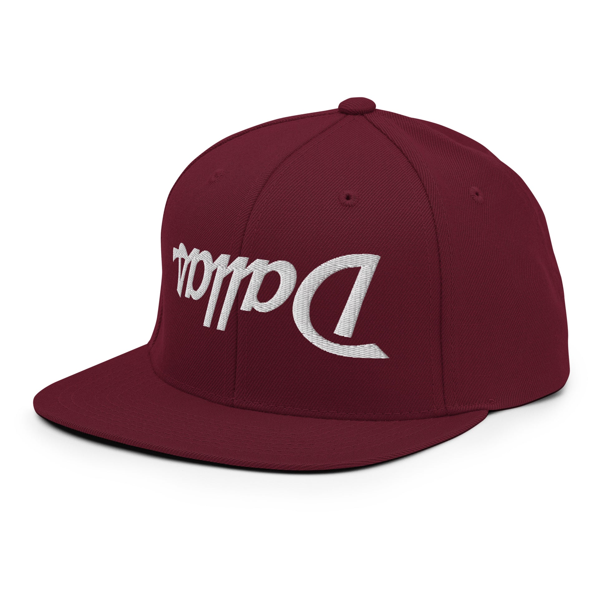 Upside Down Dallas Vintage Sports Script Flat Bill Brim Snapback Hat Maroon