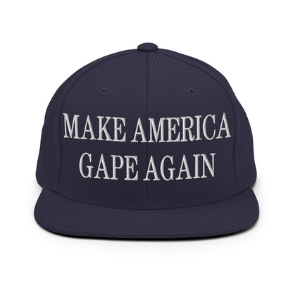 Make America Gape Again Embroidered Flat Bill Brim Snapback Hat Navy