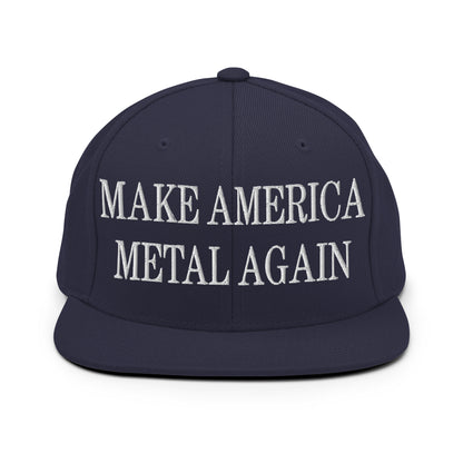 Make America Metal Again Embroidered Flat Bill Brim Snapback Hat Navy