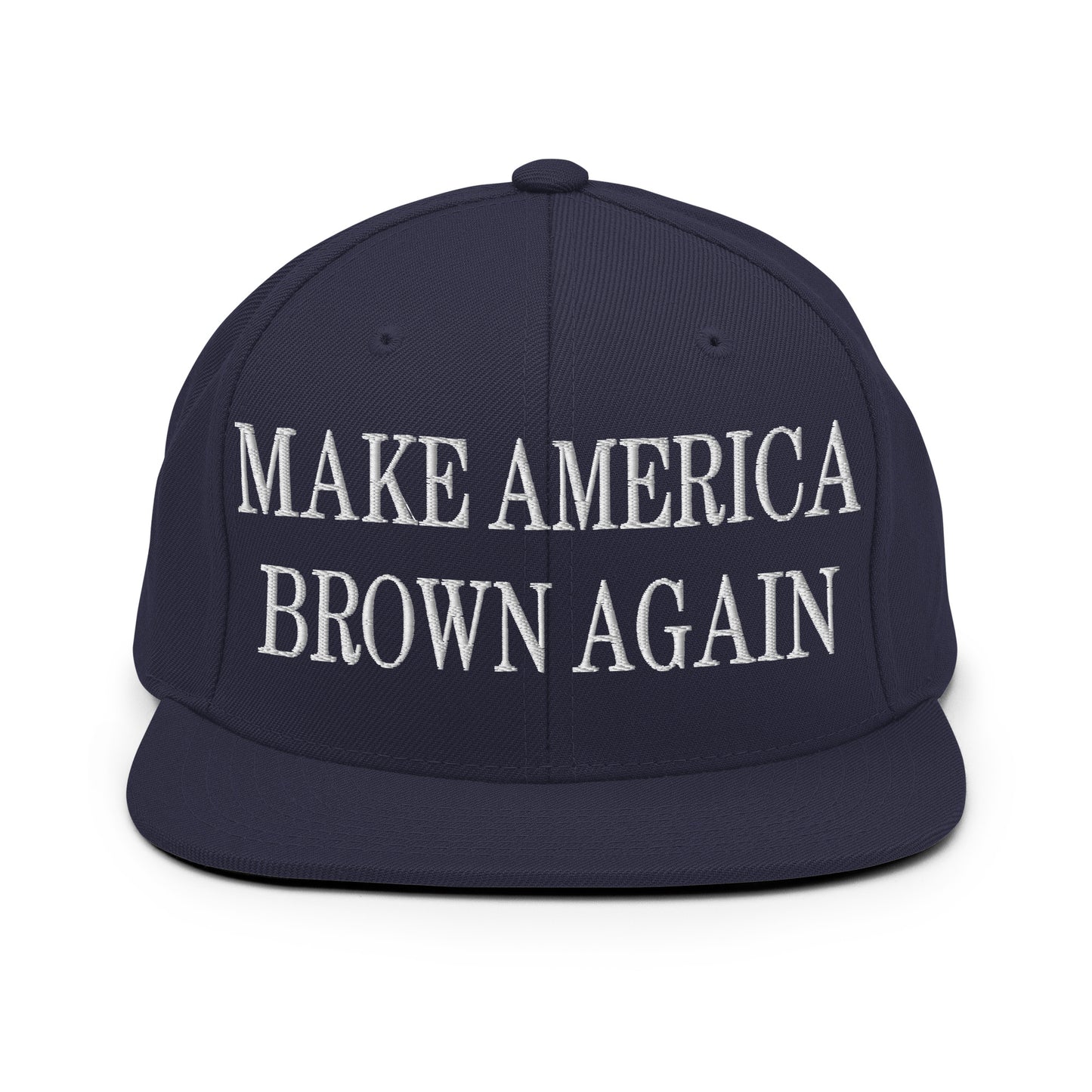 Make America Brown Again Embroidered Flat Bill Brim Snapback Hat Navy