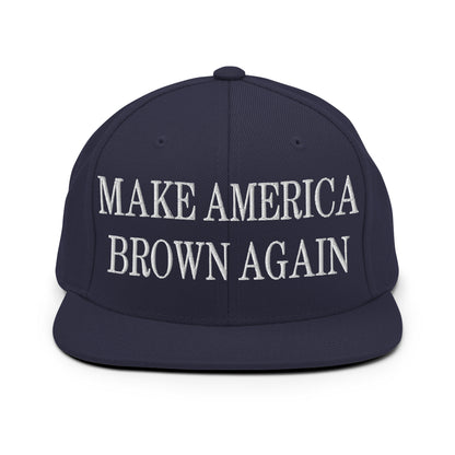 Make America Brown Again Embroidered Flat Bill Brim Snapback Hat Navy