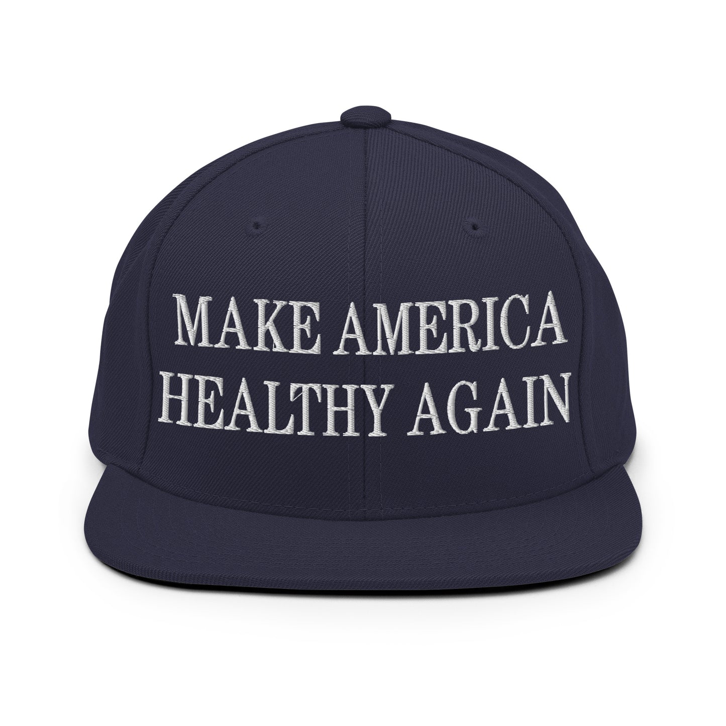 Make America Healthy Again Embroidered Flat Bill Brim Snapback Hat Navy