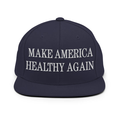 Make America Healthy Again Embroidered Flat Bill Brim Snapback Hat Navy