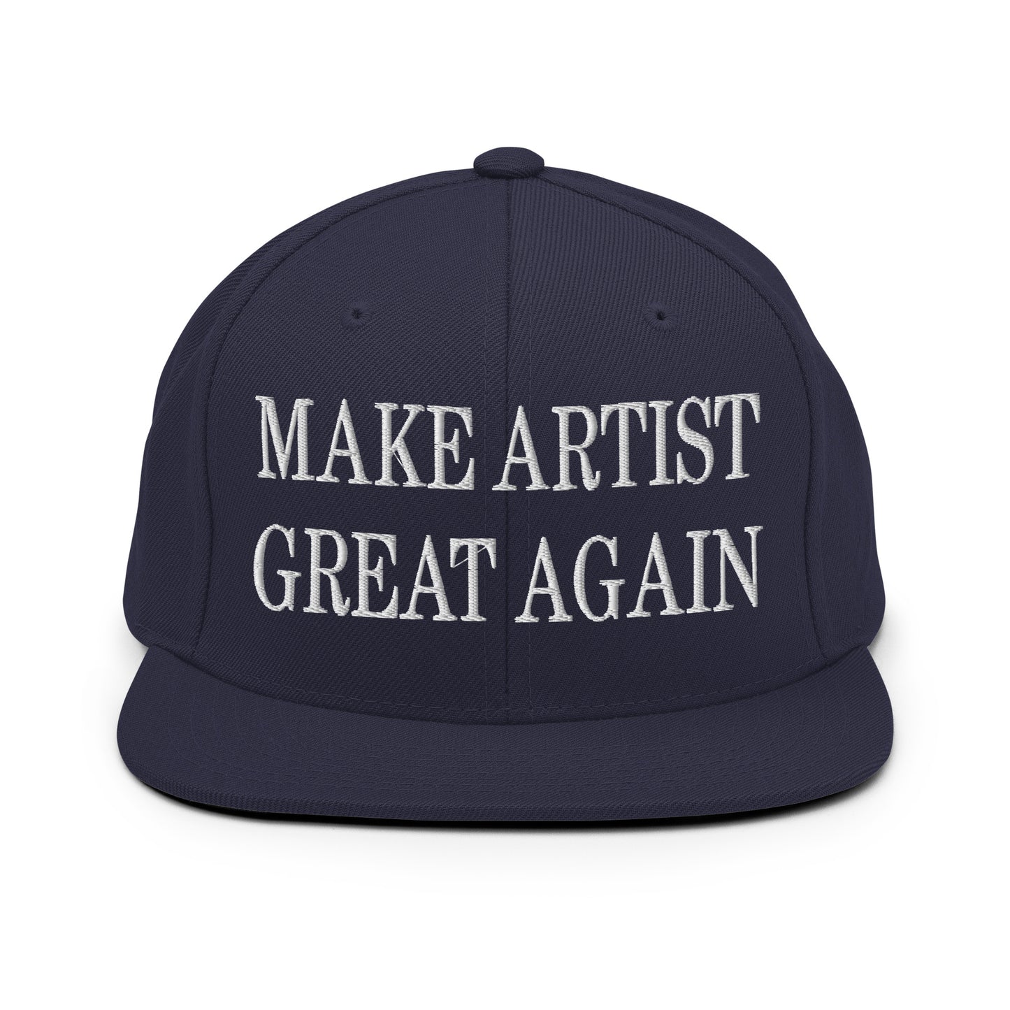 Make Artist Great Again Embroidered Flat Bill Brim Snapback Hat Navy