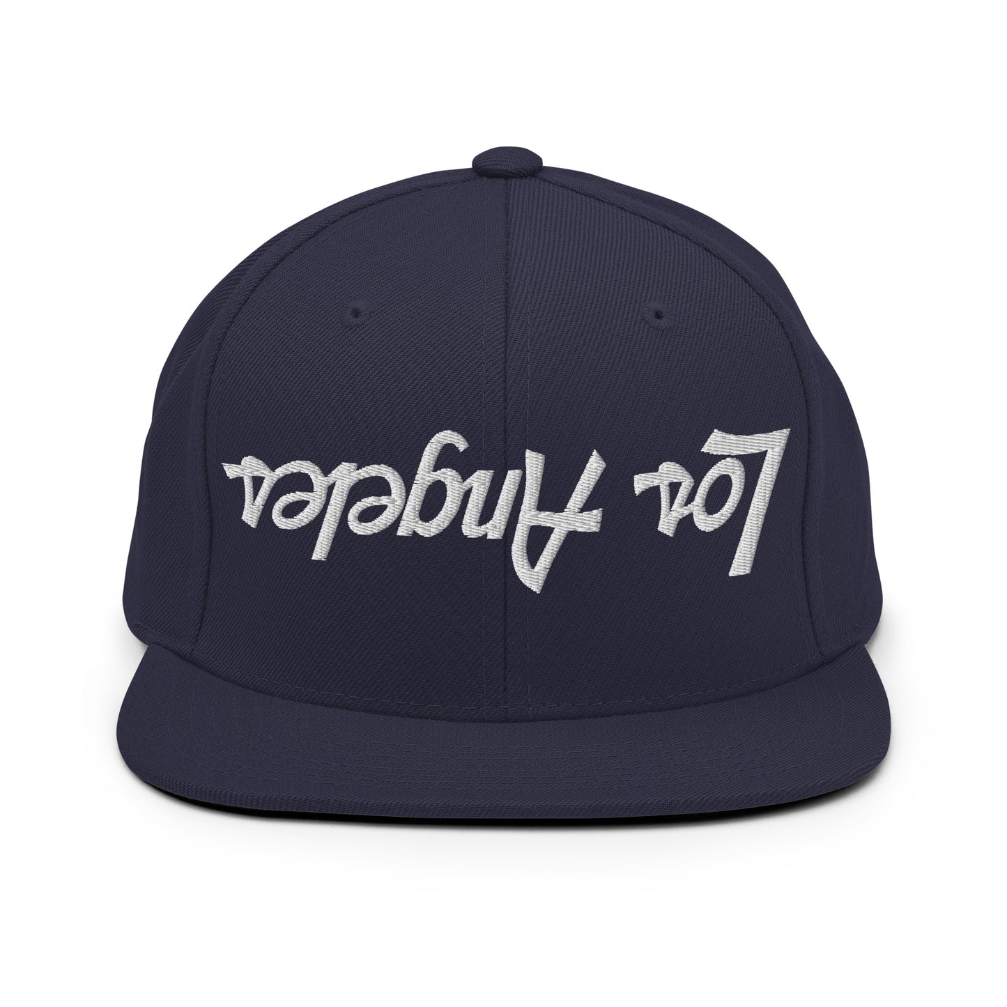 Upside Down Los Angeles LA Vintage Sports Script Flat Bill Brim Snapback Hat Navy