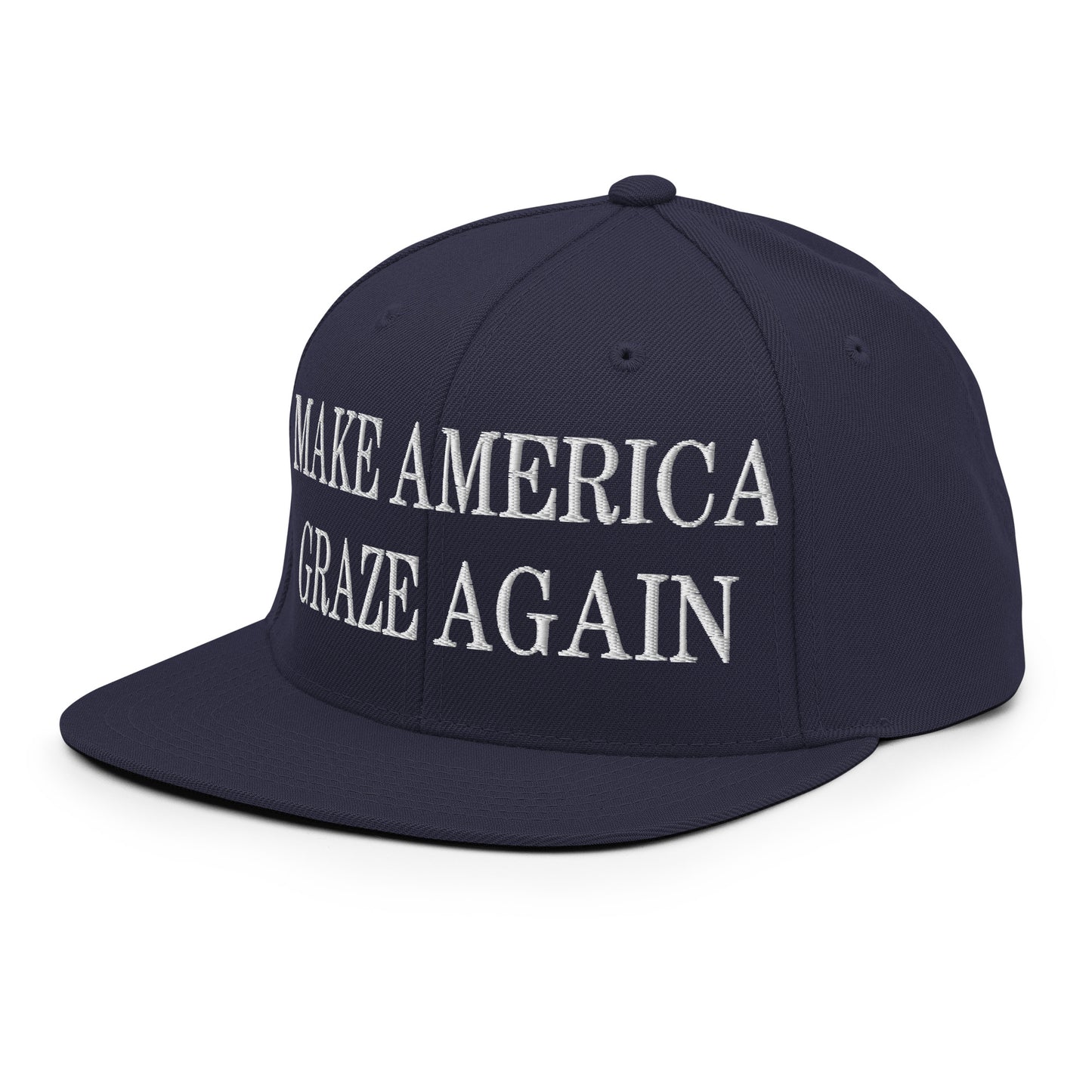 Make America Graze Again Embroidered Flat Bill Brim Snapback Hat Navy