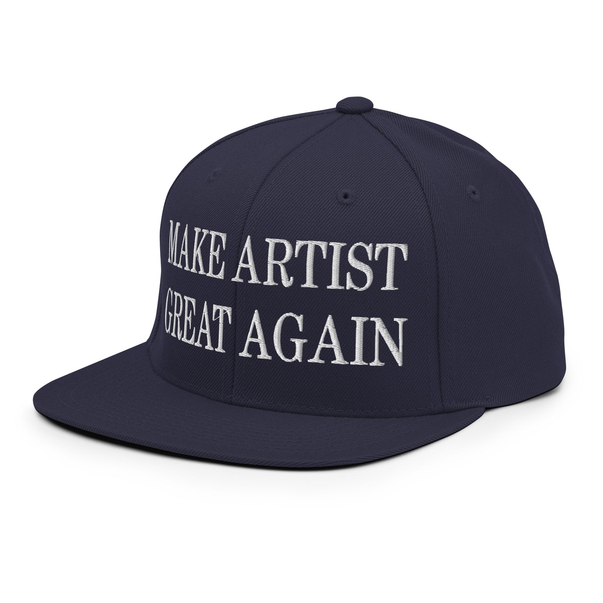 Make Artist Great Again Embroidered Flat Bill Brim Snapback Hat Navy