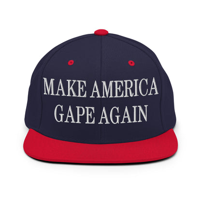 Make America Gape Again Embroidered Flat Bill Brim Snapback Hat Navy Red