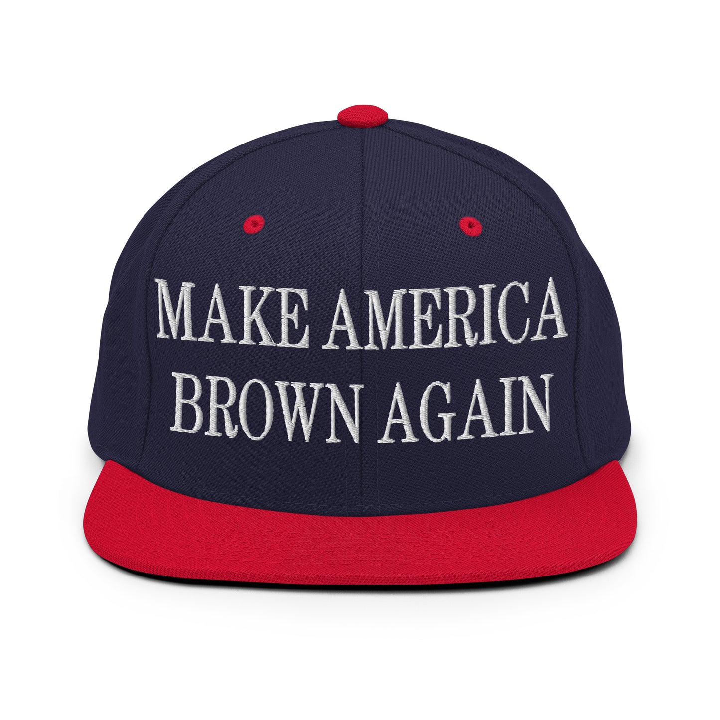 Make America Brown Again Embroidered Flat Bill Brim Snapback Hat Navy Red