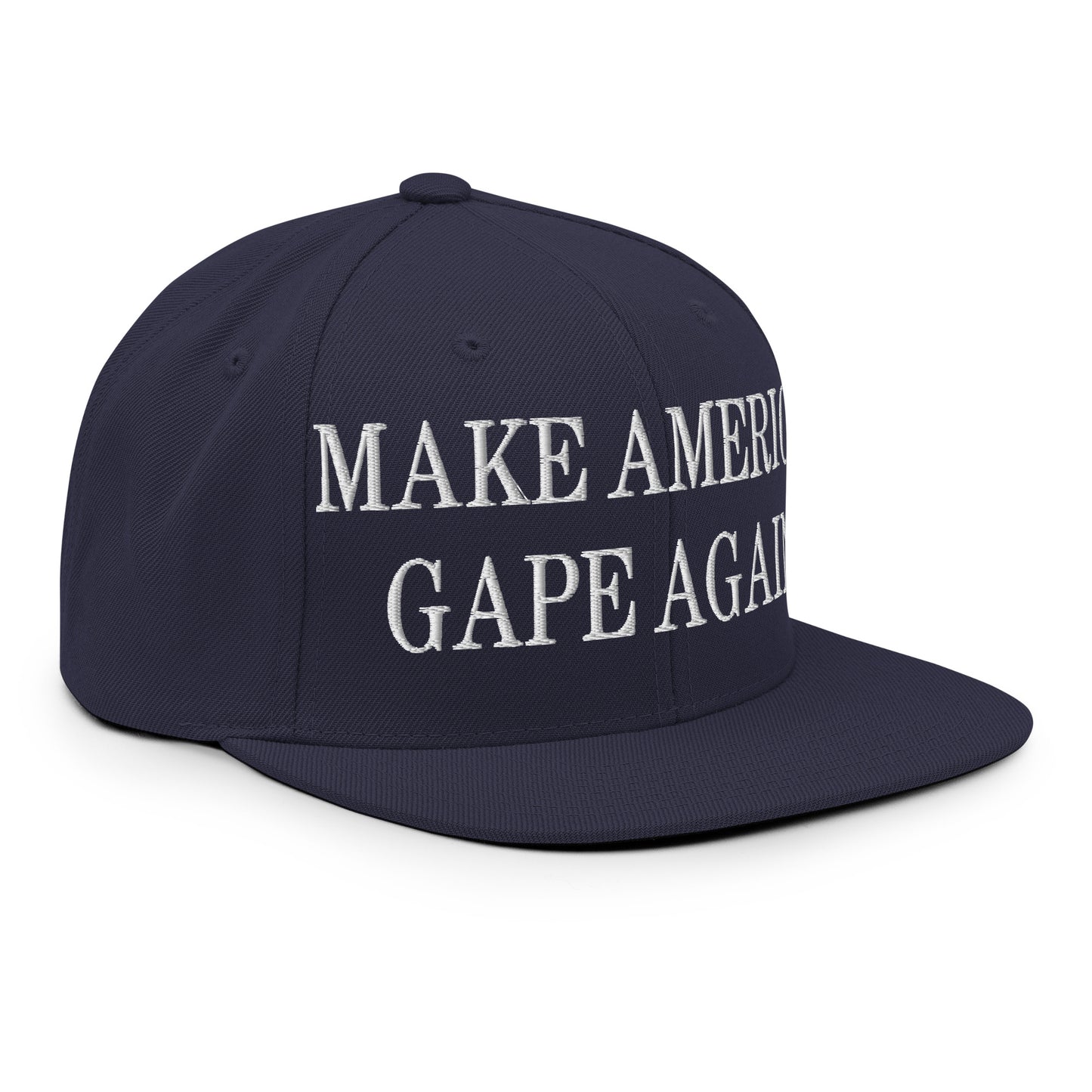 Make America Gape Again Embroidered Flat Bill Brim Snapback Hat Navy