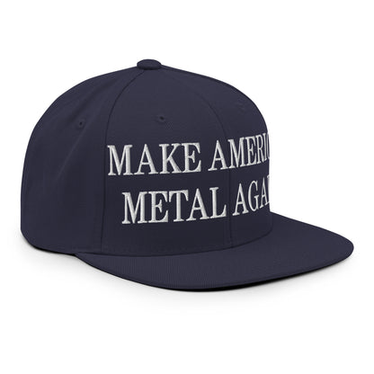 Make America Metal Again Embroidered Flat Bill Brim Snapback Hat Navy