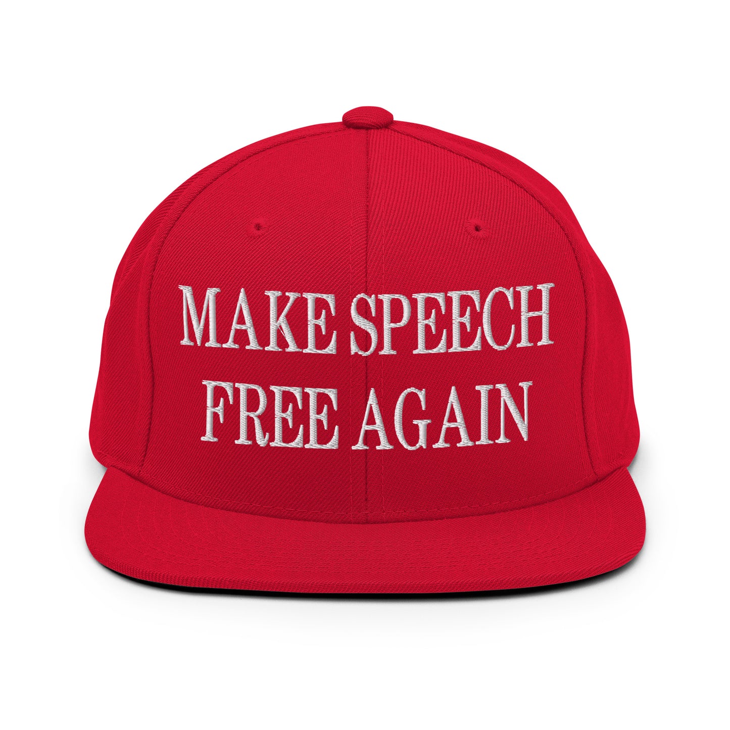 Make Speech Free Again Embroidered Flat Bill Brim Snapback Hat Red