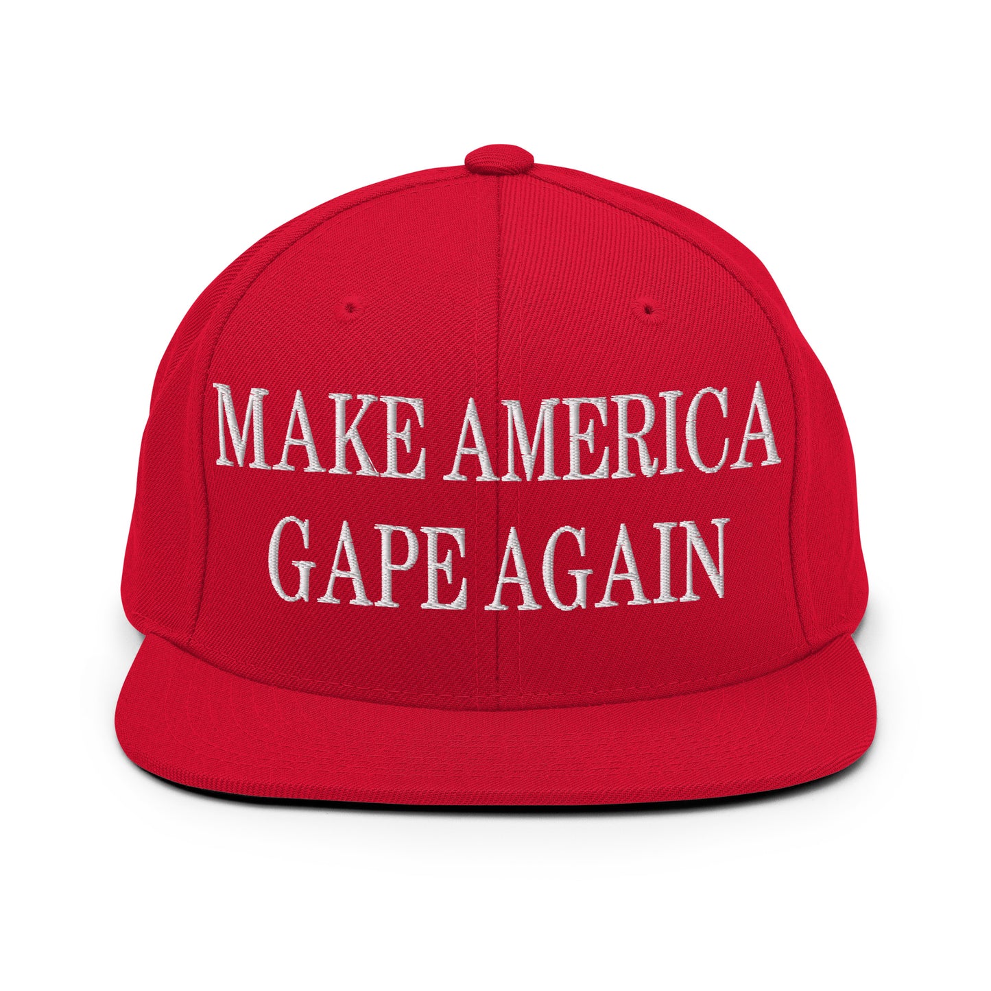 Make America Gape Again Embroidered Flat Bill Brim Snapback Hat Red