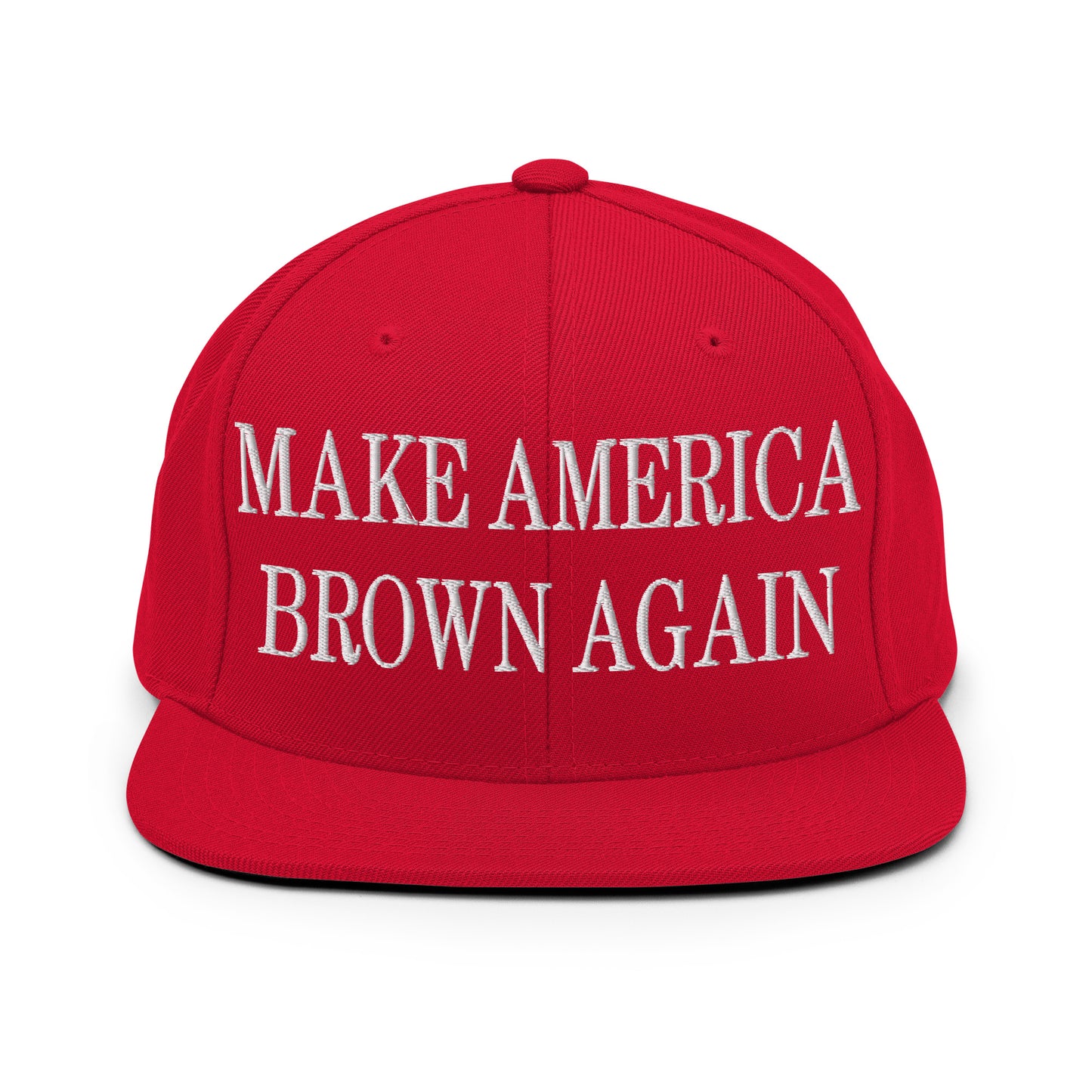 Make America Brown Again Embroidered Flat Bill Brim Snapback Hat Red